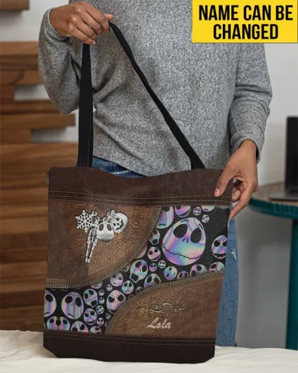 Personalized Jack Skellington Tote Bag, The Nightmares Shoulder Bag Lovers Gift
