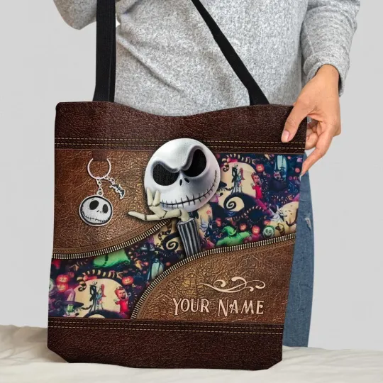 Personalized Jack Skellington Tote Bag, The Nightmares Shoulder Bag Lovers Gift