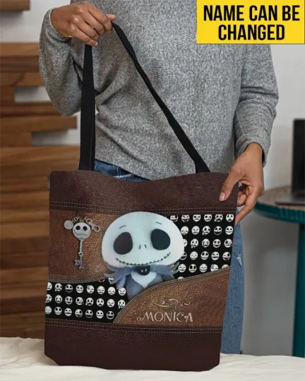 Personalized Jack Skellington Tote Bag, The Nightmares Shoulder Bag Lovers Gift