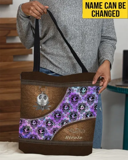 Personalized Jack Skellington Tote Bag, The Nightmares Shoulder Bag Lovers Gift