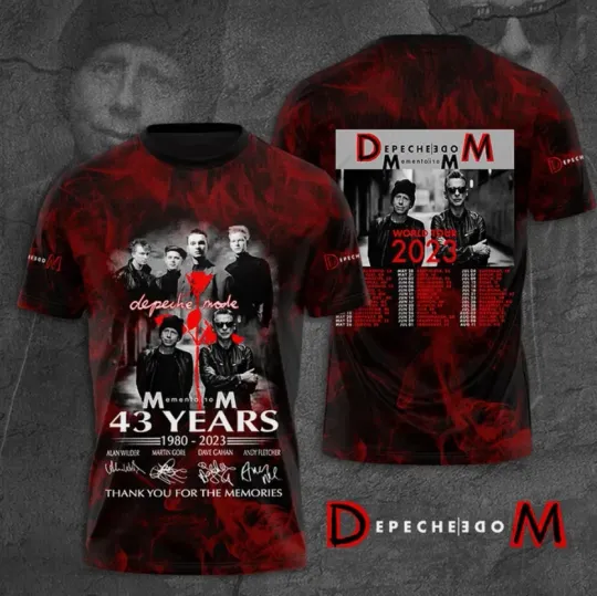 Discover Depeche Mode Band 43 Years Memento Mori Tour 2023 3D All Over Print T-Shirt