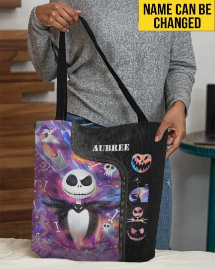 Discover Personalized Jack Skellington Tote Bag, The Nightmares Bag Lovers Gift