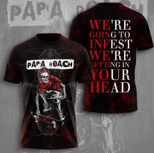 Papa Roach Rise Of The Roach 2025 Tour 3D Shirt Unisex Tee Gift Fan