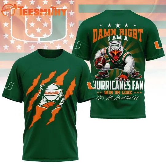 Miamii Hurricane 2026 NCAA Go Canes 3D Shirt Unisex Fan Gift
