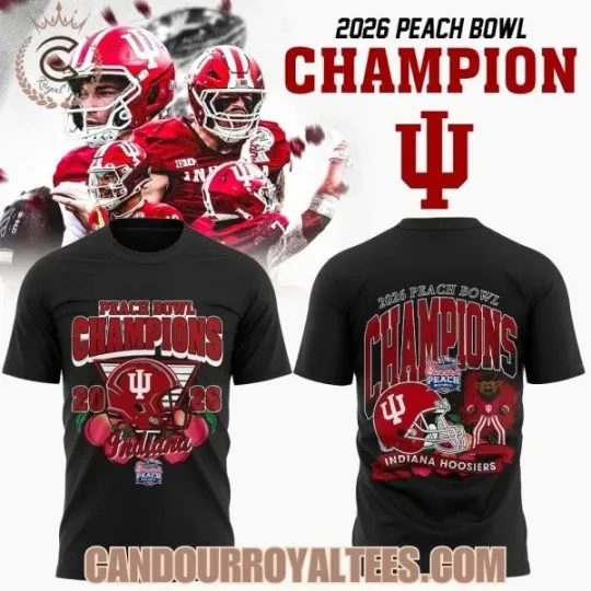 Discover Indiana 1Hoosier Peach Bowl Champion 2026 3D Shirt Unisex Fan Gift S-5XL