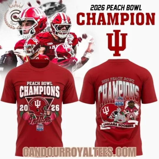 Discover Indiana 1Hoosier Peach Bowl Champion 2026 Red 3D Shirt Unisex S-5XL