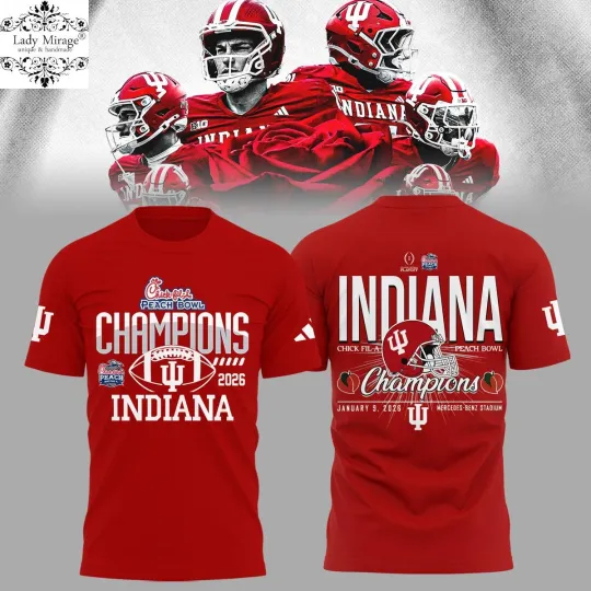 Indiana Hoosier 2026 Peach Bowl Champions 3D T-Shirt