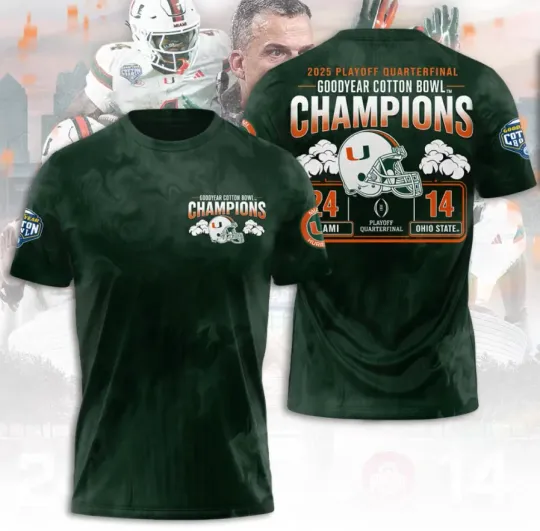 Discover Miami Hurricaa1Ne Goodyear Cotton Bowl 3D T-Shirt Fullsize Xs-5Xl