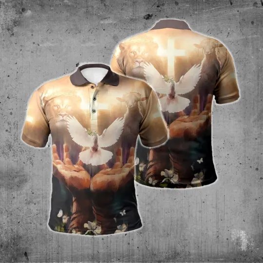 Discover Jesus Holy Spirit Christian Gift All Over Printed Polo Shirt Full Size S-5XL