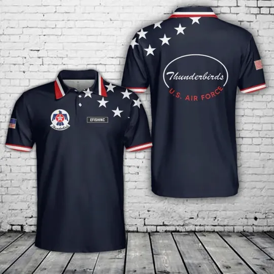 Discover Custom Name US Air Force Thunderbirds, 4th Of July Polo Shirt Full Size S-5XL