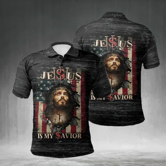 Discover Jesus Is My Savior Christian Polo Shirt for Men
