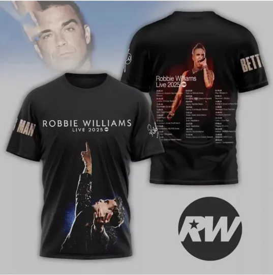 Discover Robbie Williams Live 2025 Signature 3D AOP T Shirt