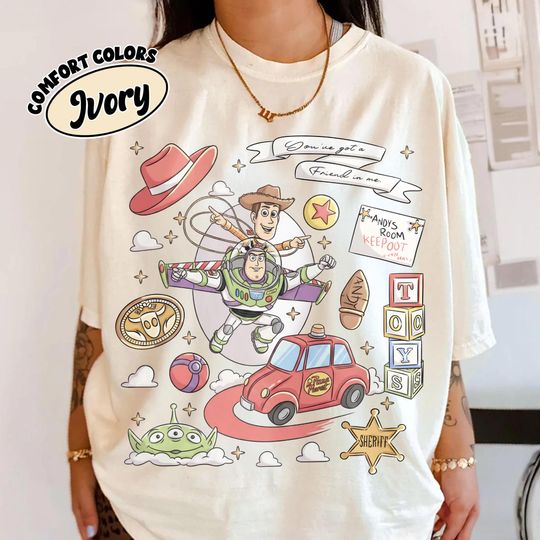 Discover Comfort Colors Disney Pixar Toy Story Shirt, Woody Buzz Rex Hamm Tee, Pizza Planet Shirt, Disney Family Gift Tee, Disney Trip 2026 Shirt
