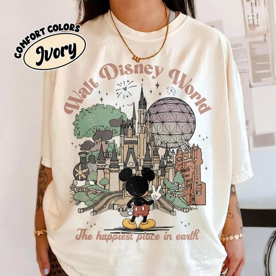 Discover Vintage Comfort Colors Walt Disney World Shirts, Mickey & Friends Disneyworld Tee, Magic Kingdom EPCOT 1982 Tee, Disney 2026 Vacation Shirts