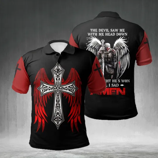 Discover Cross With Wing Jesus Christian Polo Shirt for Men