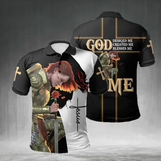 Discover Customized God Designed Me Jesus Christian Polo Shirt for Men