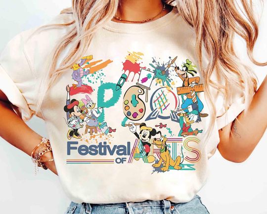 Discover Cute Mickey and Friends Artist T-shirt, Disney Epcot International Festival of the Arts 2026 Matching Tee, WDW Resort Family Holiday Gifts