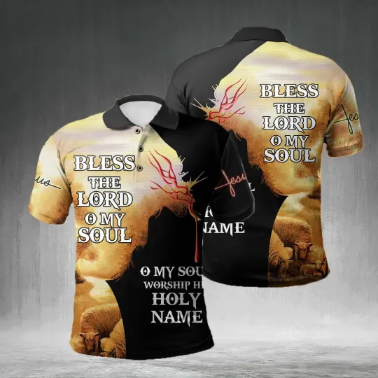Discover Bless The Lord O My Soul Christian All Over Printed Polo Shirt Full Size S-5XL