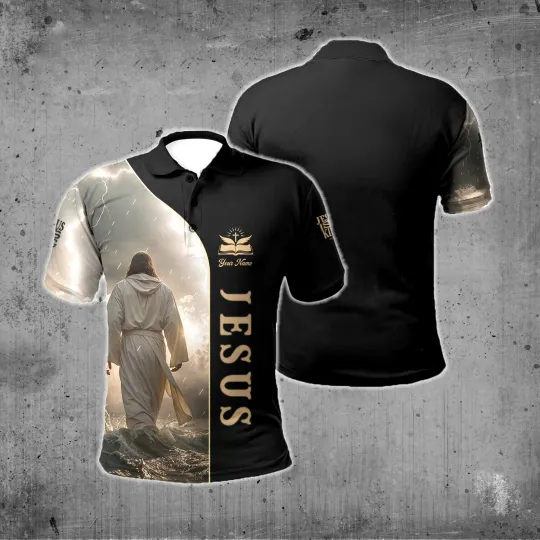 Discover Custom name Jesus Christian All Over Printed Polo Shirt Full Size S-5XL