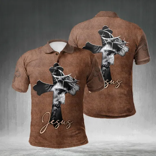 Discover Jesus Is My God Cross Christian All Over Print Polo Shirt Full Size S-5XL