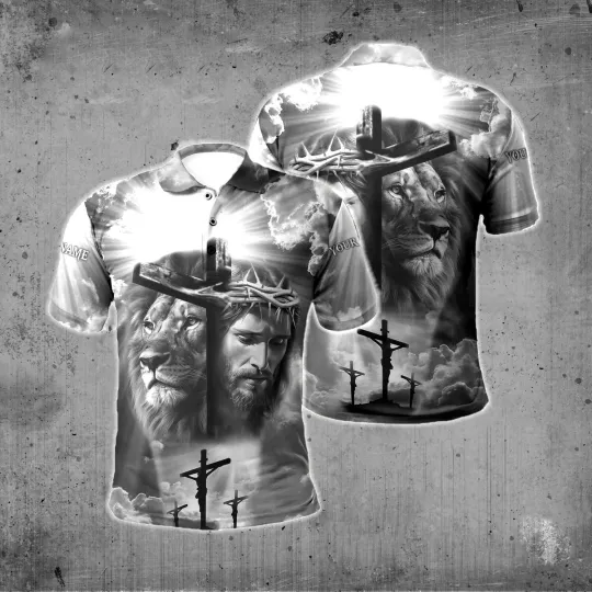 Discover Custom Name Jesus Christian Cross All Over Printed Polo Shirt Size S-5XL