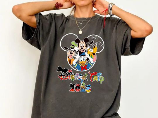 Discover Comfort Colors Disney 2026 Family Vacation Shirts, Mickey Castle 2026 Shirts, Disneyland Family Trip Shirt, Custom Mickey Trip Shirt