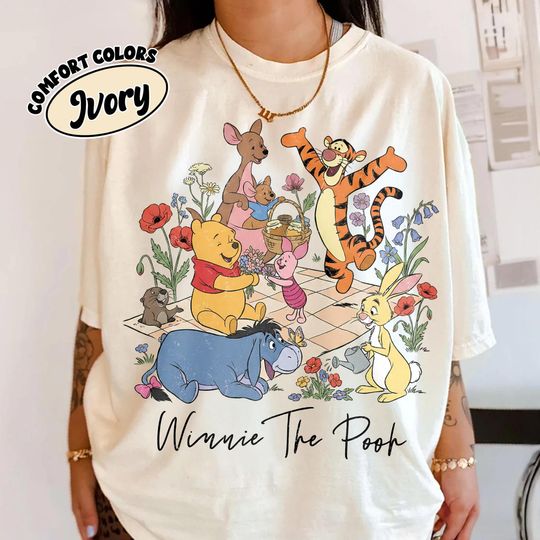 Discover Retro Coquette Winnie the Pooh & Friends Shirt, Disneyland Pooh Bear Tee, Cute Family Matching Tee, Disney Trip 2026 Shirt