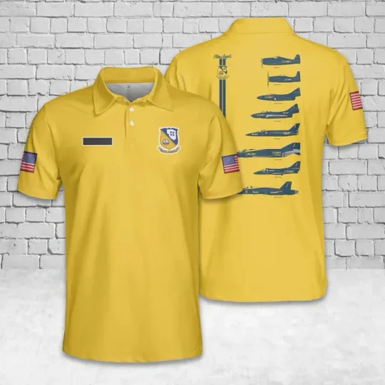 US Navy Blue Angels History Polo Shirt for Men