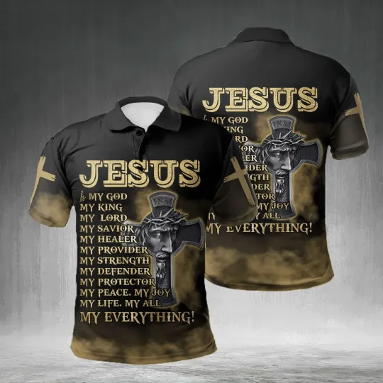 Discover Jesus Is My God My King My Lord My Savior Polo Shirt for Men