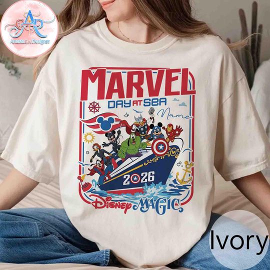 Personalized Disney Cruise Marvel Day At The Sea 2026 Shirt,Mickey Mouse Captain America, Minnie Black Panther,Disney Magic Cruise Line 2026