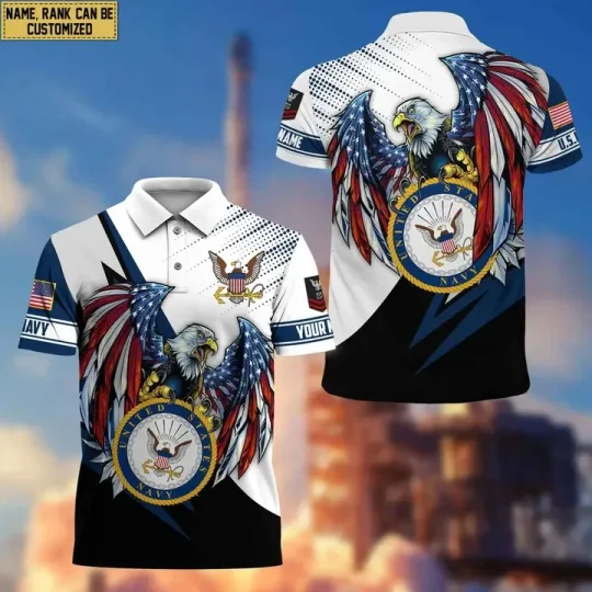 Discover Custom US Navy Veteran Military Polo Shirt for Men