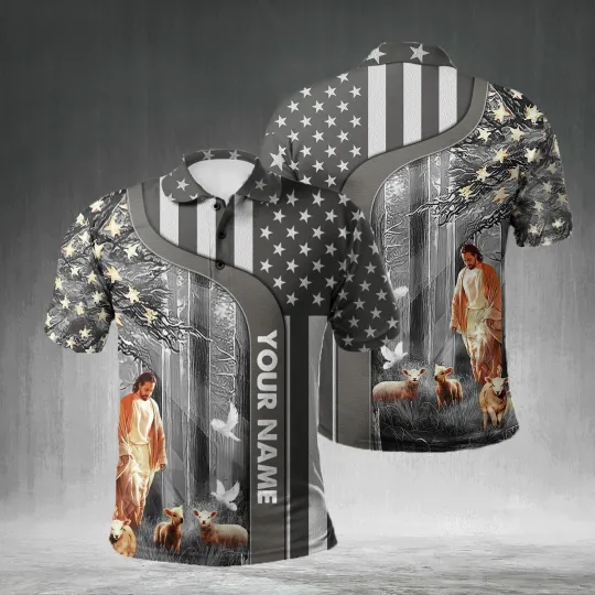 Discover Custom Independence Day In Usa Flag Jesus Patriotic Christian Polo Shirt for Men