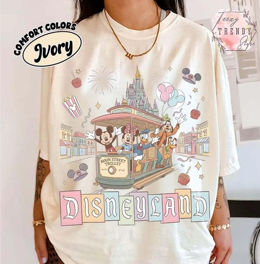 Discover Vintage Disneyland Main Street Trolley Shirt, Mickey & Friends Disney Trip Tee, Family Disneyland Vacation Shirt 2026, Magic Kingdom Tee