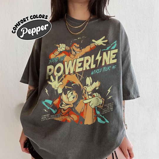 Discover Vintage Disney A Goofy Movie Powerline Stand Out World Tour T- Shirt, Disneyland Family Matching Tee, Magic Kingdom WDW Birthday 2026 Gift