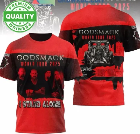 Discover Godsmack World Tour Stand Alone 2025 3D AOP TShirt