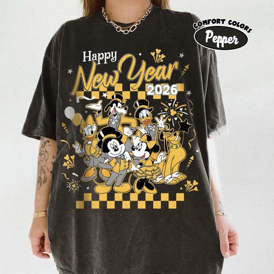 Discover Vintage Disney Happy New Year 2026 Shirt, Mickey Crew New Year Party Tee, Disneyland Trip Shirt, Magic Kingdom New Year Celebration Shirt