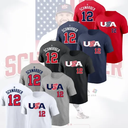 Discover Kyle Schwarber #12 2026 World Baseball Classic USA Team Player Fans
