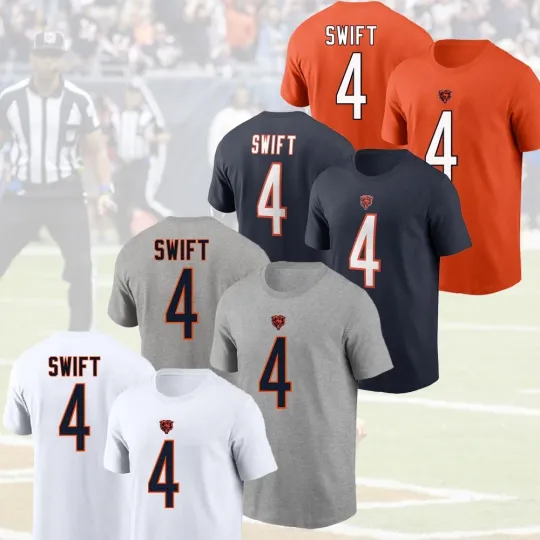 Discover D'Andre Swift #4 Chicago Football 2025 Player Name & Number S-5XL Fans