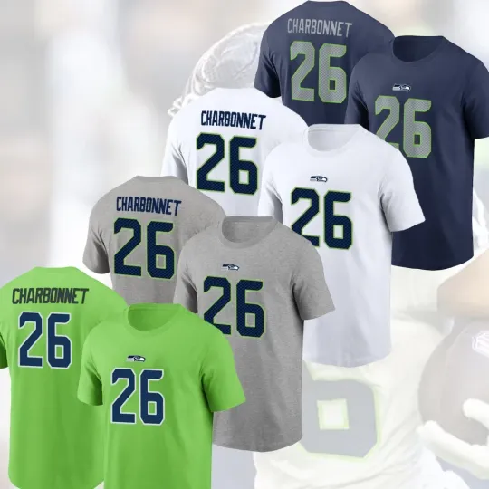 Discover Zach Charbonnet #26 Seattle Football 2025 Player Name & Number For Fans