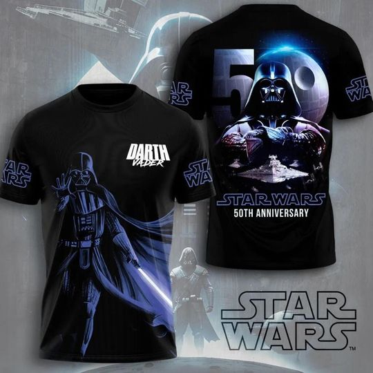 Discover Retro Darth Vader Star Wars 50 Years Shirt, Disney Star Wars Anniversary T-Shirt, Galaxy's Edge Shirt, The Clone Star Wars Movie Hoodie