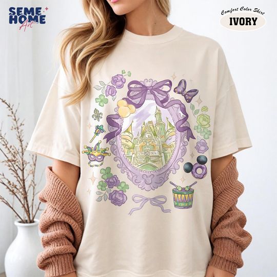 Discover Coquette Bow Disney Mardi Gras Carnival Celebration 2026 Shirt, Watercolor Castle Tee, Let The Good Times Roll, New Orleans Fleur de Lis WDW