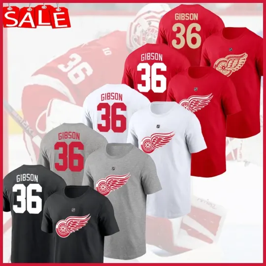 Discover SALE 30% - John Gibson #36 Detroit Red Wings 2025 Player Name & Number S-5XL
