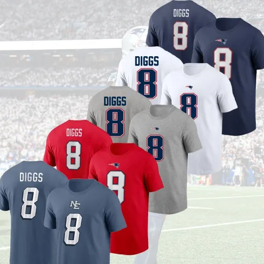 Discover HOT NEW - Stefon Diggs #8 New England Patriots 2025 Player Name & Number Fans