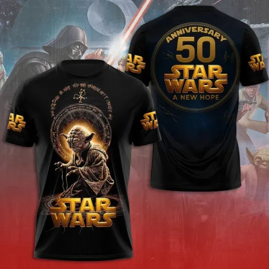 Discover Star Wars Master Yoda A New Hope 50th Anniversary 3D T-shirt All Size