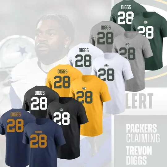 Discover Welcome - Trevon Diggs #28 Green Bay Packers 2025 Player Name & Number S-5XL