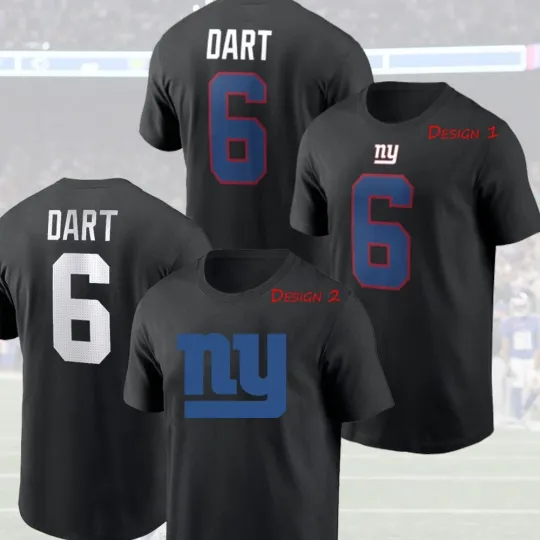 Discover HOT - Jaxson Dart #6 New York Giants Black 2025 Player Name & Number For Fans