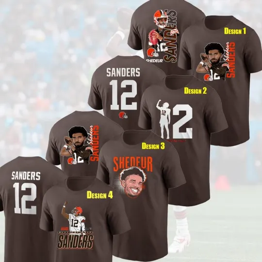Discover Shedeur Sanders #12 Cleveland Browns Caricature Graphic Both Sides Fastship Fans