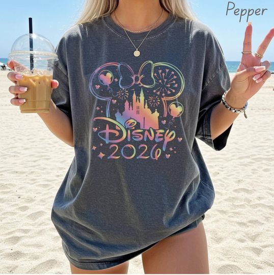 Discover Comfort Colors Disney 2026 Minnie Bow Shirt, Disney Castle T-Shirt, Disneyland Girls Trip Tee