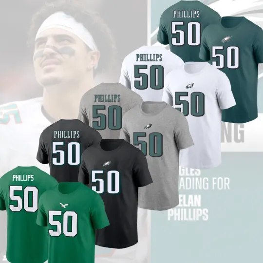 Discover Jaelan Phillips #50 Philadelphia Football 2025 Player Name & Number Fan