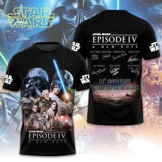Discover Star Wars Episode IV A New Hope 50th Anniversary All Over Print T-Shirt